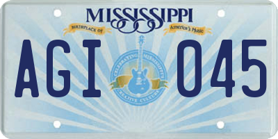 MS license plate AGI045