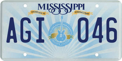 MS license plate AGI046