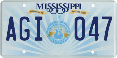 MS license plate AGI047