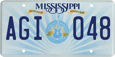 MS license plate AGI048