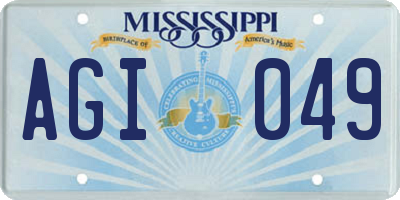 MS license plate AGI049