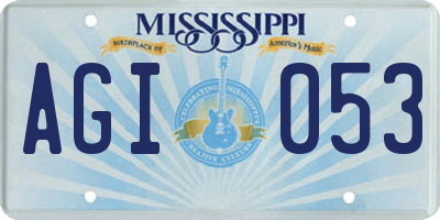 MS license plate AGI053