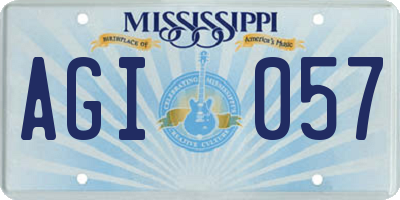 MS license plate AGI057