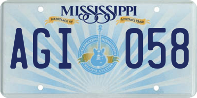 MS license plate AGI058