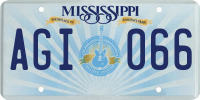 MS license plate AGI066