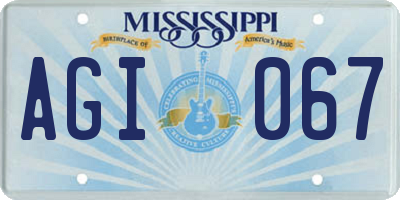 MS license plate AGI067