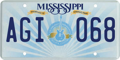MS license plate AGI068