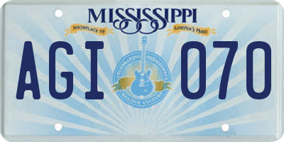 MS license plate AGI070