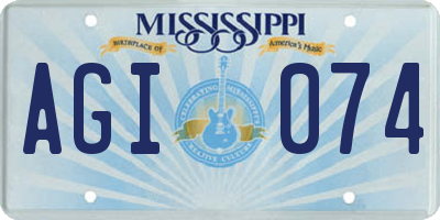 MS license plate AGI074