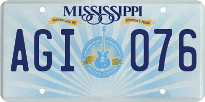 MS license plate AGI076