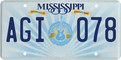 MS license plate AGI078