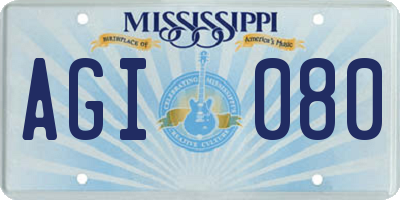 MS license plate AGI080