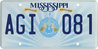 MS license plate AGI081