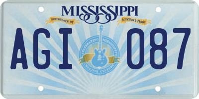 MS license plate AGI087