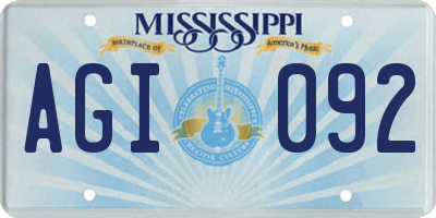 MS license plate AGI092