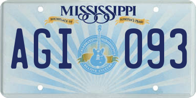 MS license plate AGI093