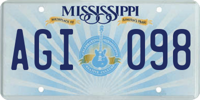 MS license plate AGI098