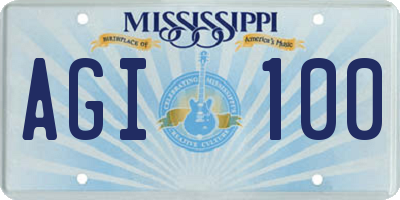 MS license plate AGI100