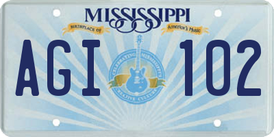 MS license plate AGI102