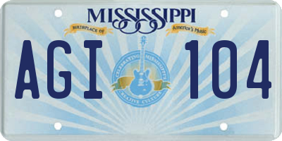 MS license plate AGI104