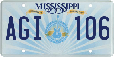 MS license plate AGI106