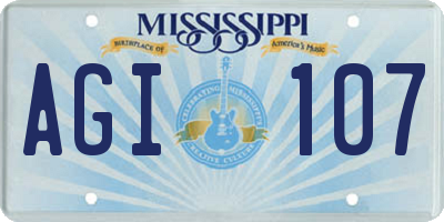 MS license plate AGI107