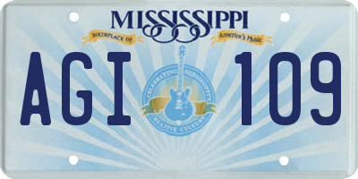 MS license plate AGI109