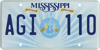 MS license plate AGI110