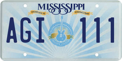MS license plate AGI111