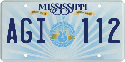 MS license plate AGI112