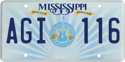 MS license plate AGI116