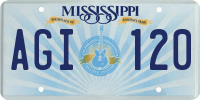 MS license plate AGI120