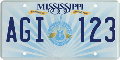 MS license plate AGI123