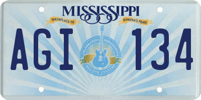 MS license plate AGI134