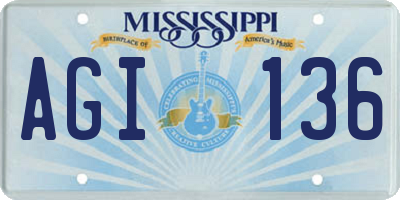MS license plate AGI136