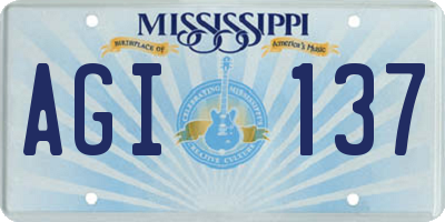 MS license plate AGI137
