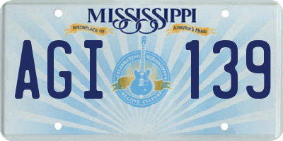 MS license plate AGI139