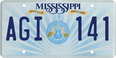 MS license plate AGI141