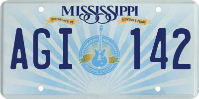 MS license plate AGI142