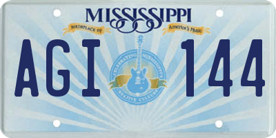 MS license plate AGI144