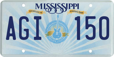 MS license plate AGI150