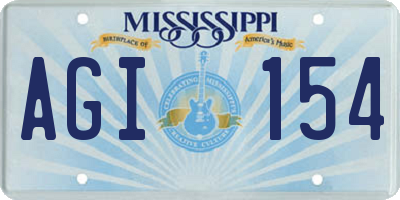 MS license plate AGI154