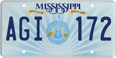 MS license plate AGI172