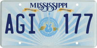MS license plate AGI177