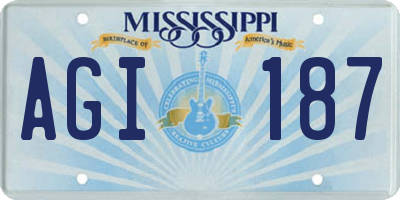 MS license plate AGI187