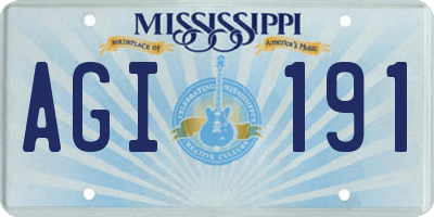 MS license plate AGI191
