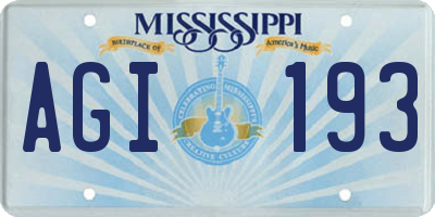 MS license plate AGI193