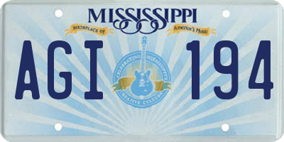 MS license plate AGI194