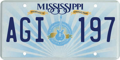 MS license plate AGI197