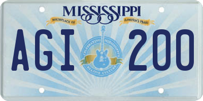 MS license plate AGI200